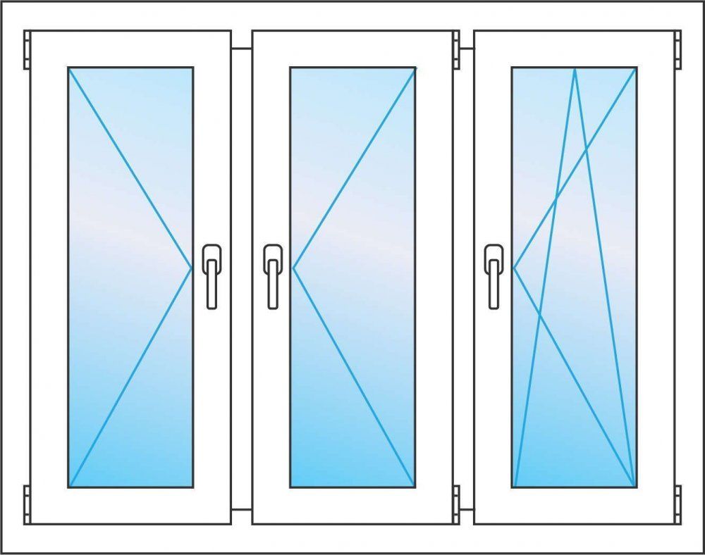 Трехстворчатое окно из профиля Softline 82 1800*1400. Три створки